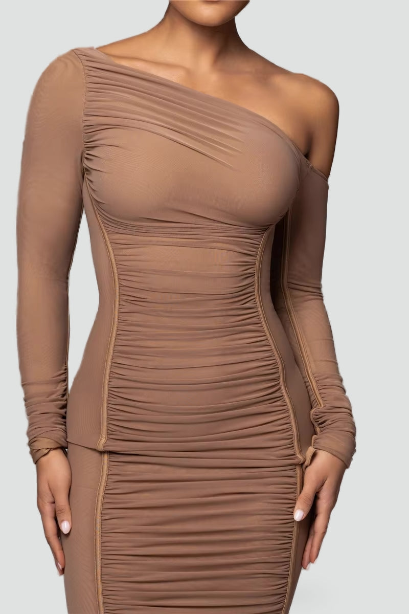 Leonora ruched bodycon midi dress, detail