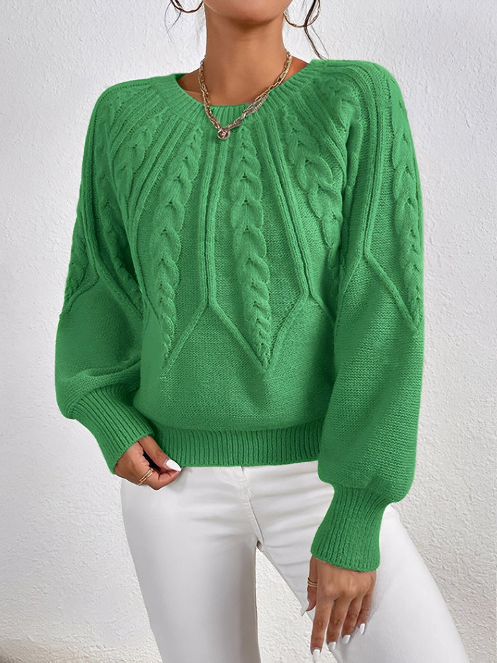 Ragna cable knit V neck jumper with balloon sleeves – image 12