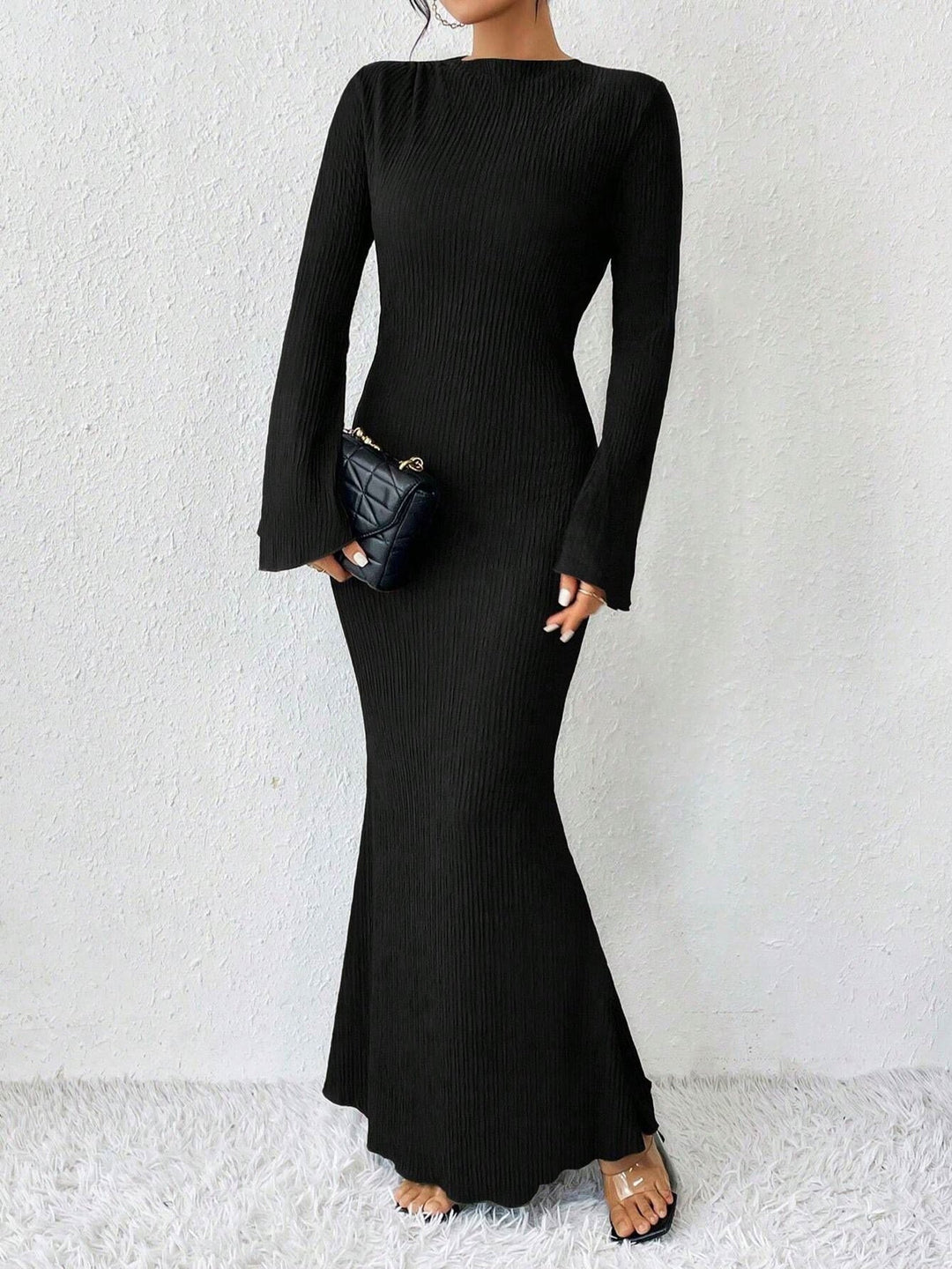 Leontyne mock neck long sleeve bodycon maxi dress – image 5