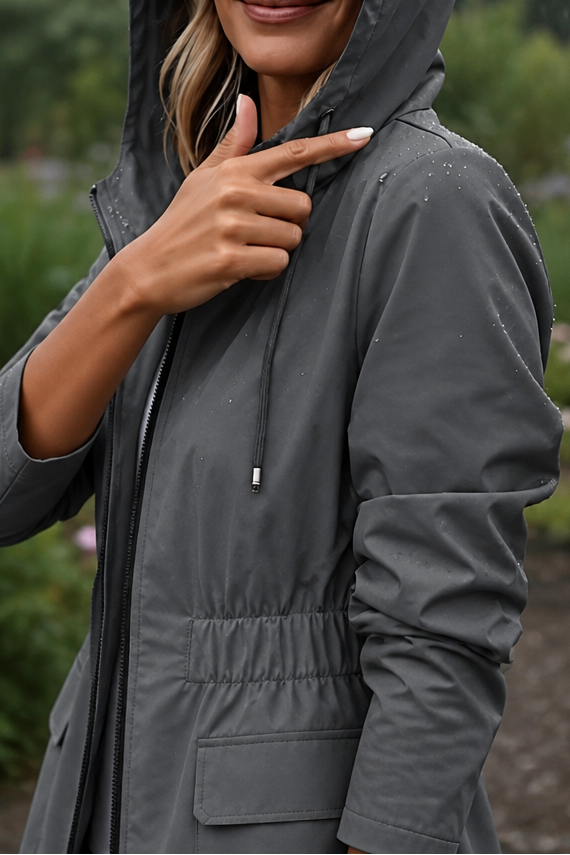 Nienke hooded rain jacket with drawstring waist – image 13