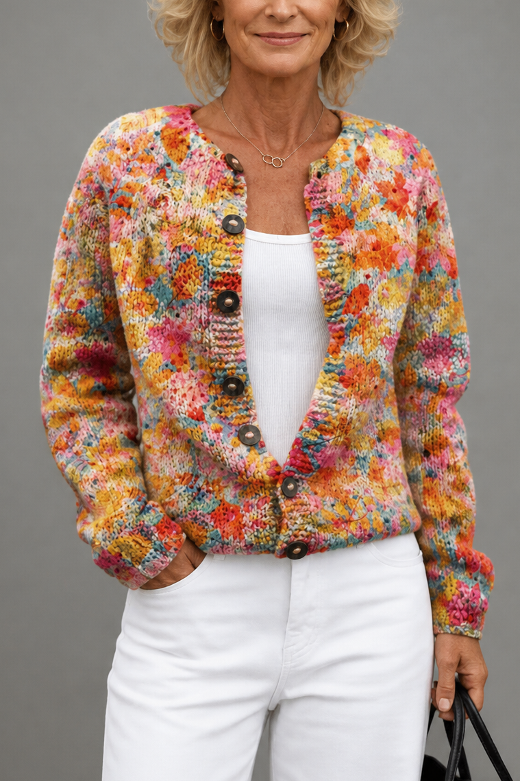 Alys Elegant Painterly Floral Open Front Cardigan - image 10