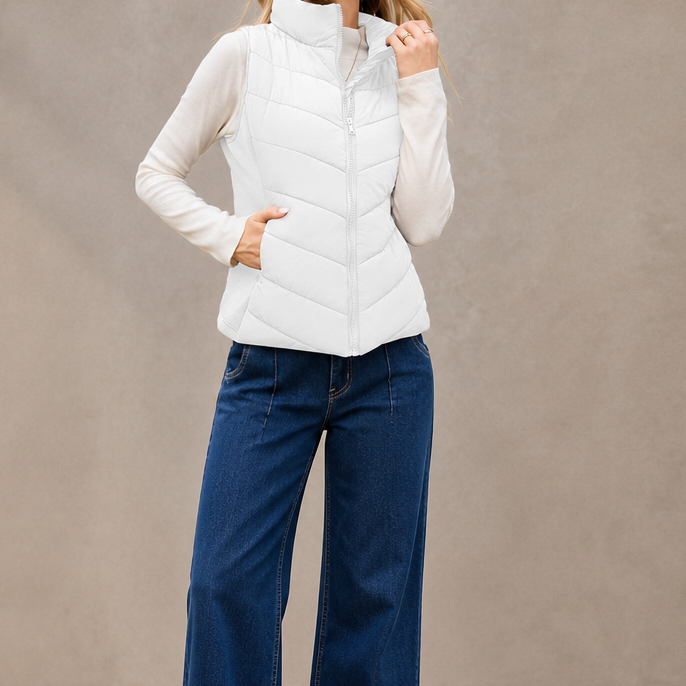 Rhoswen stand collar quilted gilet – image 13