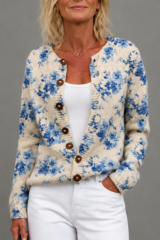 Alys Elegant Painterly Floral Open Front Cardigan - image 12
