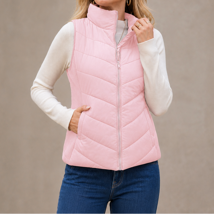 Rhoswen stand collar quilted gilet – image 14
