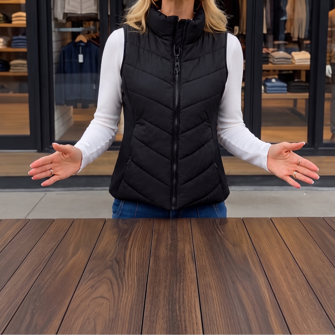 Rhoswen stand collar quilted gilet – image 16
