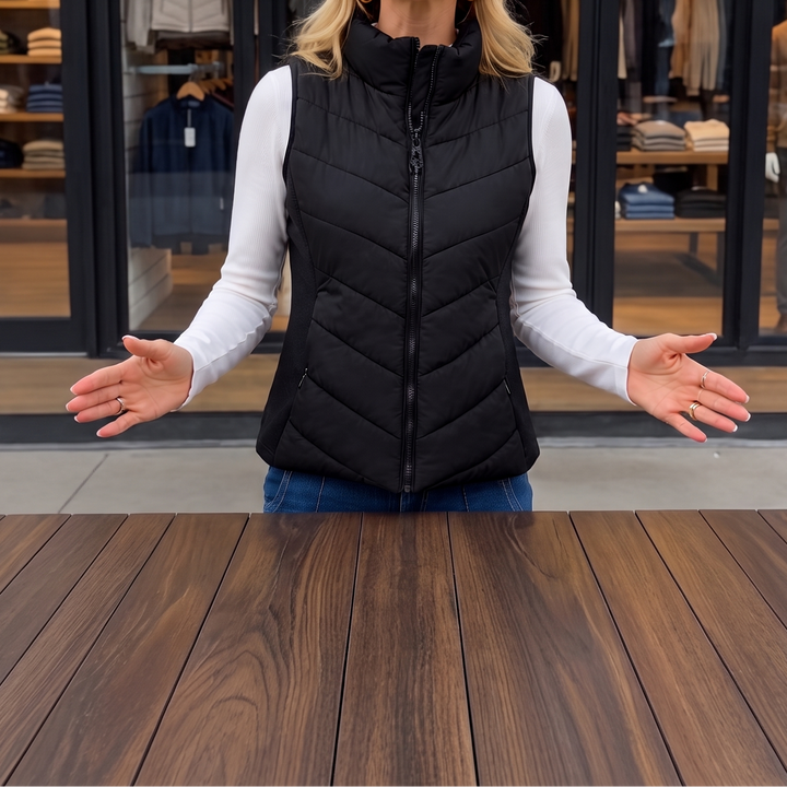 Rhoswen stand collar quilted gilet – image 16