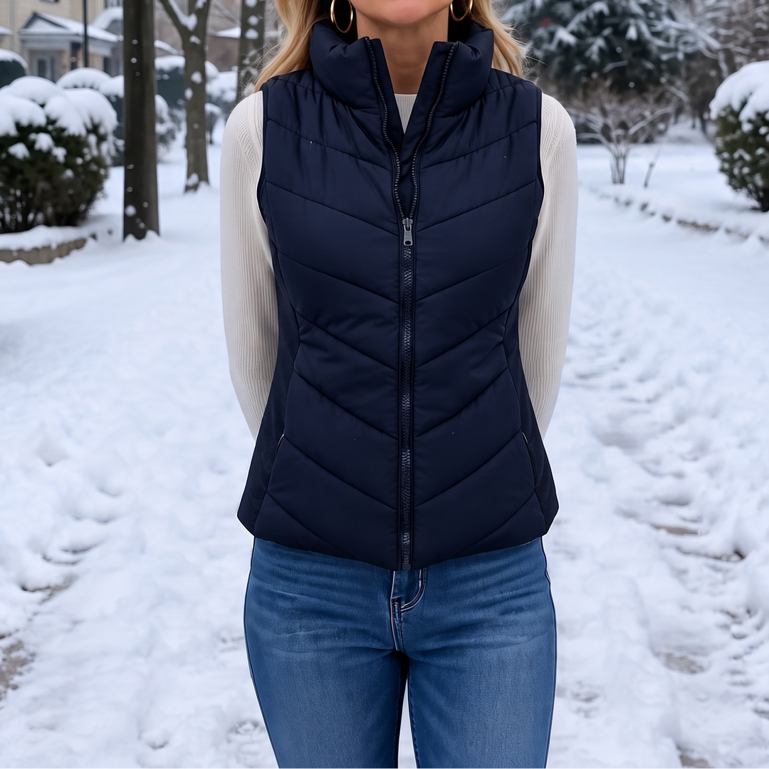 Rhoswen stand collar quilted gilet – image 11