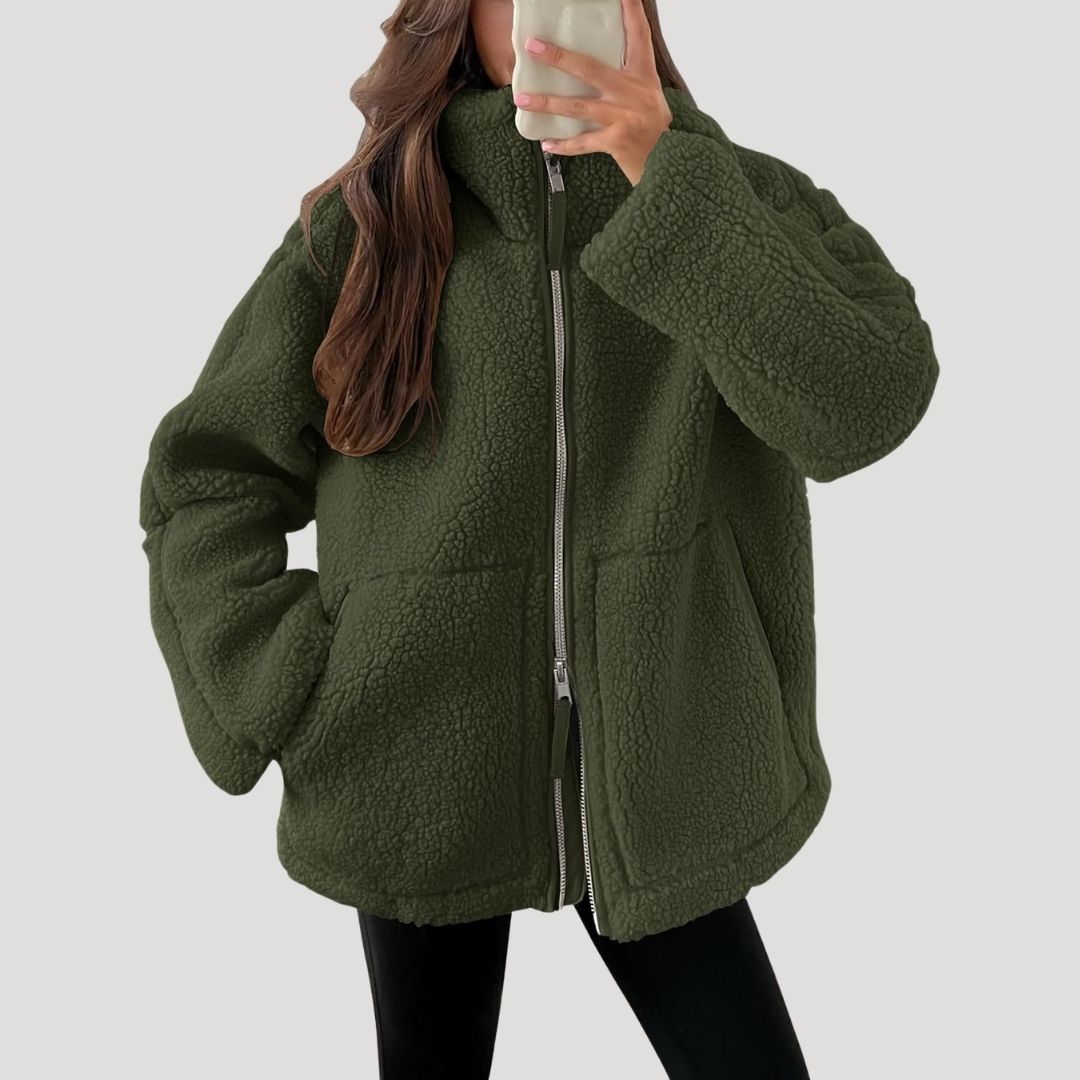 Tallulah Elegant Oversized Zip Up Teddy Fleece Jacket - image 5