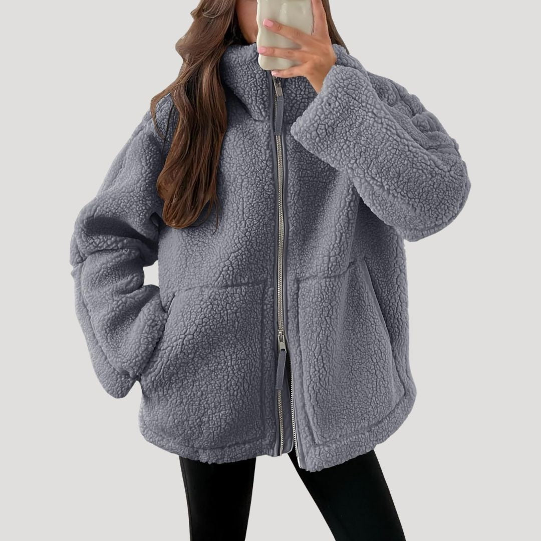 Tallulah Elegant Oversized Zip Up Teddy Fleece Jacket - image 7