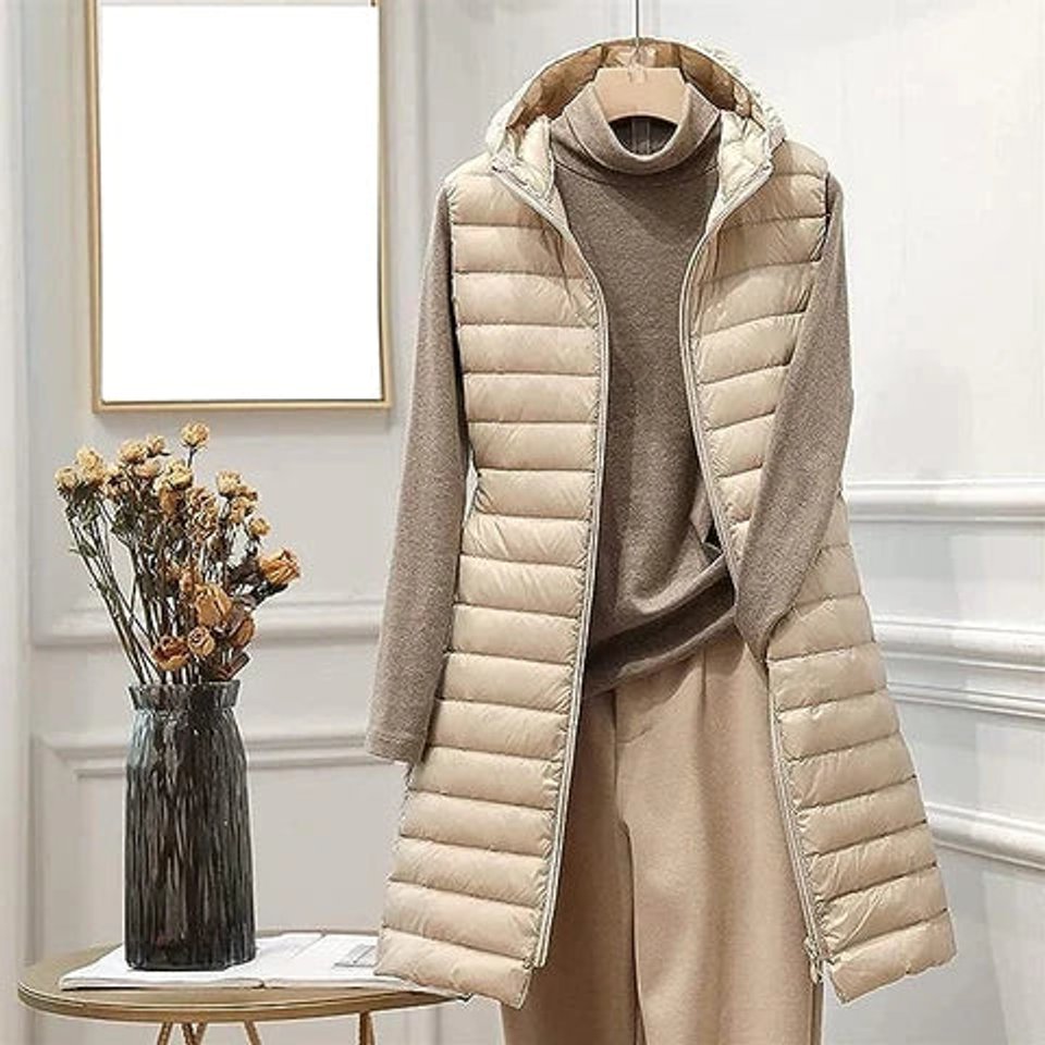 Davina hooded quilted long gilet