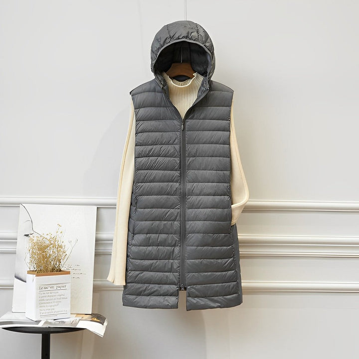 Davina hooded quilted long gilet – image 3