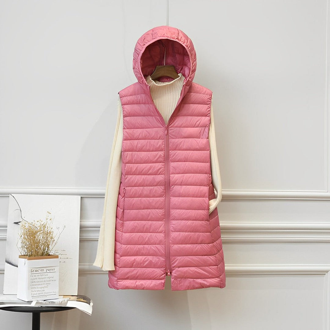 Davina hooded quilted long gilet – image 5