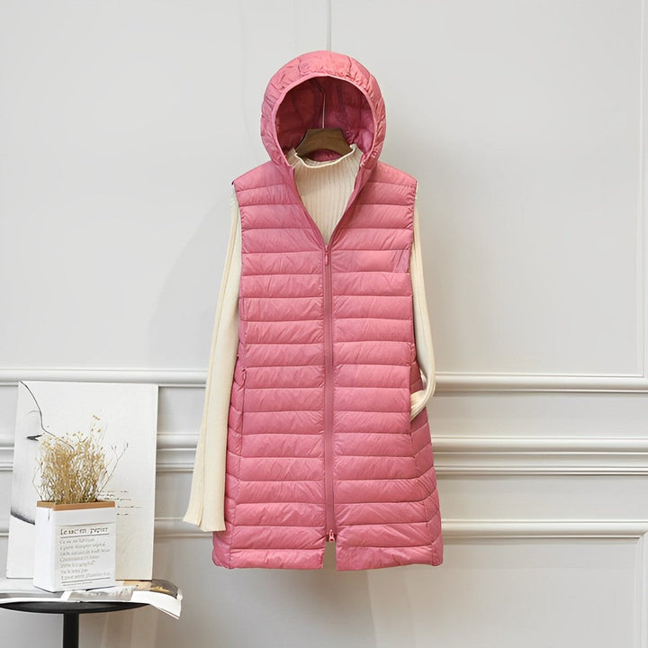 Davina hooded quilted long gilet – image 5