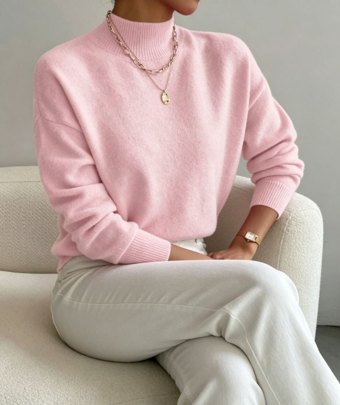 Josephine Elegant Fine Knit Stand Collar Jumper