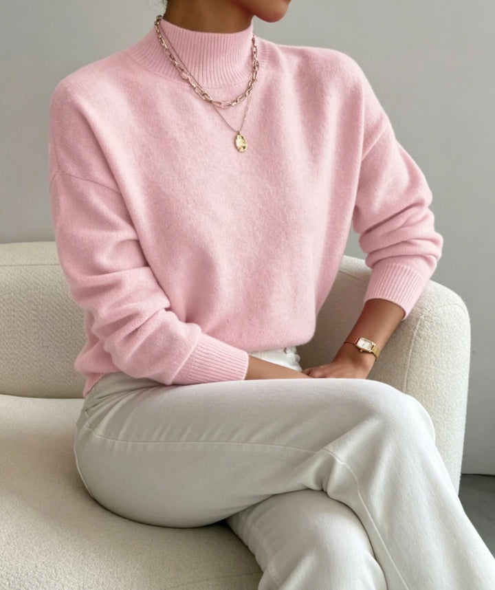 Josephine Elegant Fine Knit Stand Collar Jumper
