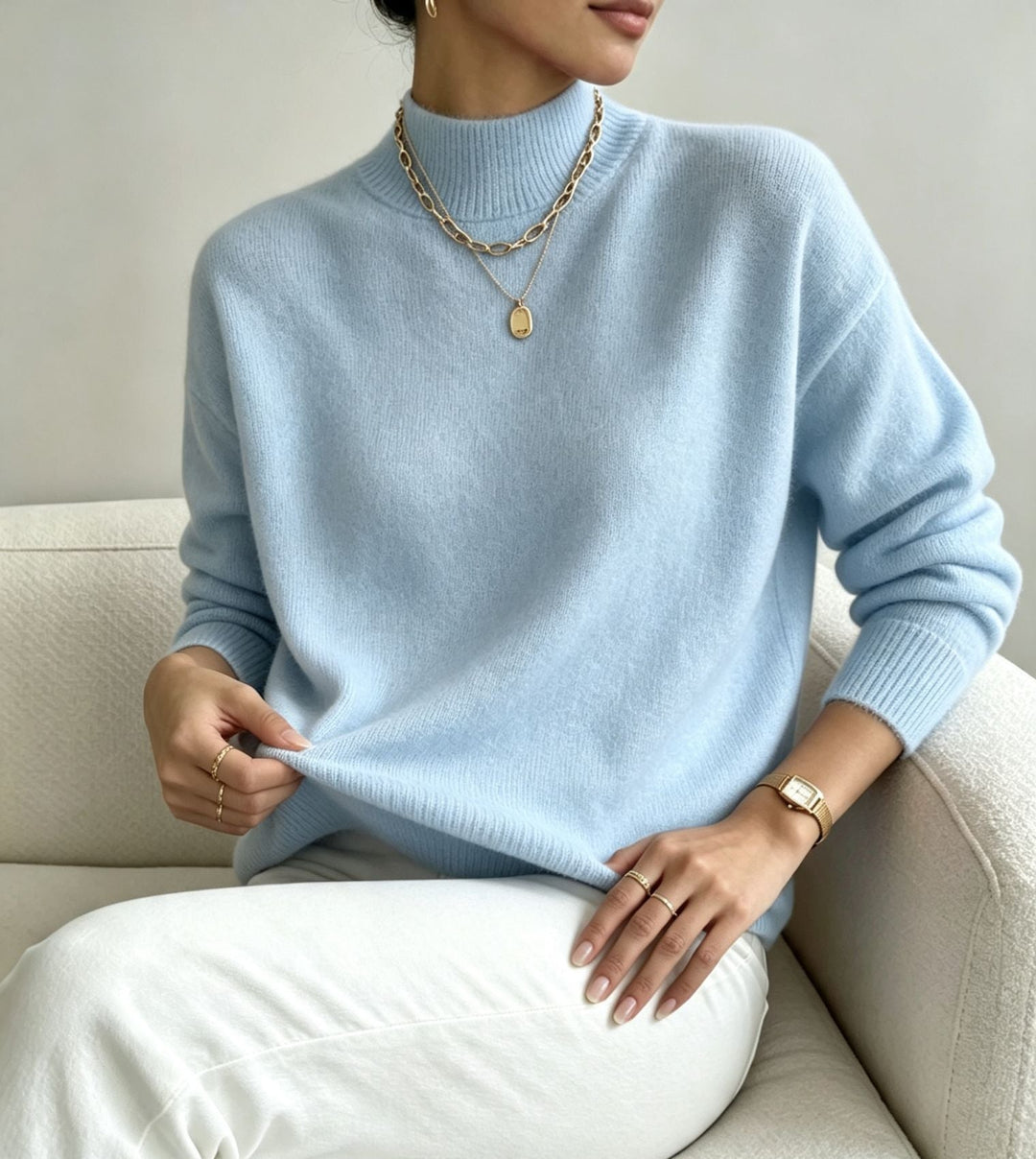 Josephine Elegant Fine Knit Stand Collar Jumper - image 11