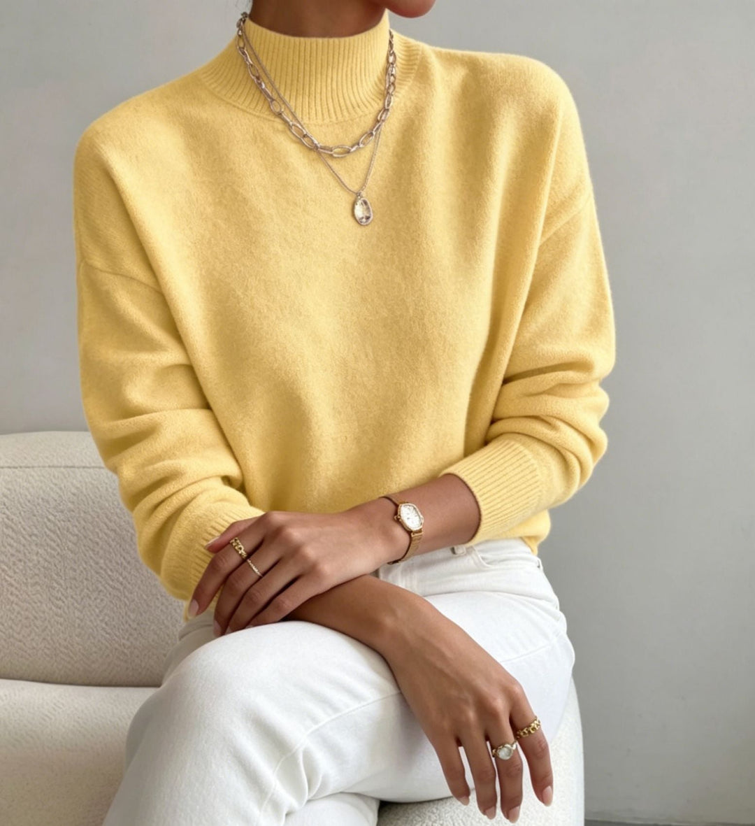 Josephine Elegant Fine Knit Stand Collar Jumper - image 12