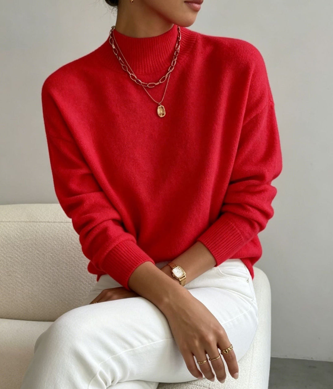 Josephine Elegant Fine Knit Stand Collar Jumper - image 13