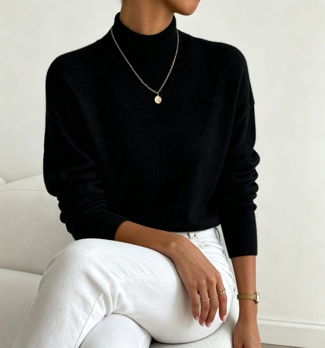 Josephine Elegant Fine Knit Stand Collar Jumper - image 3