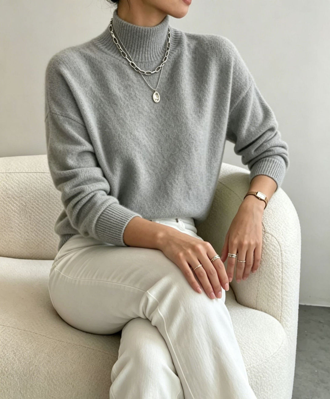 Josephine Elegant Fine Knit Stand Collar Jumper - image 4