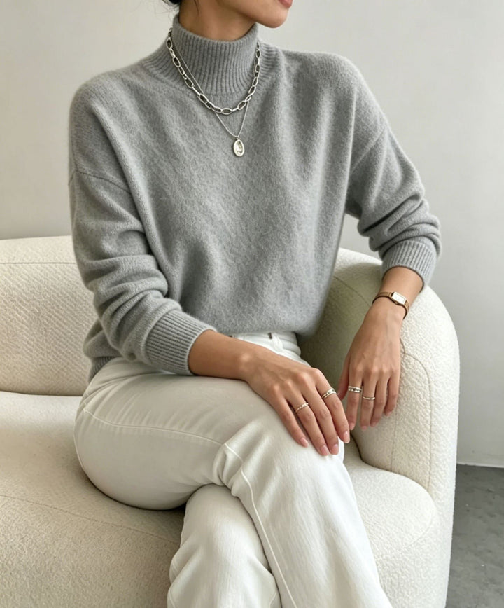 Josephine Elegant Fine Knit Stand Collar Jumper - image 4