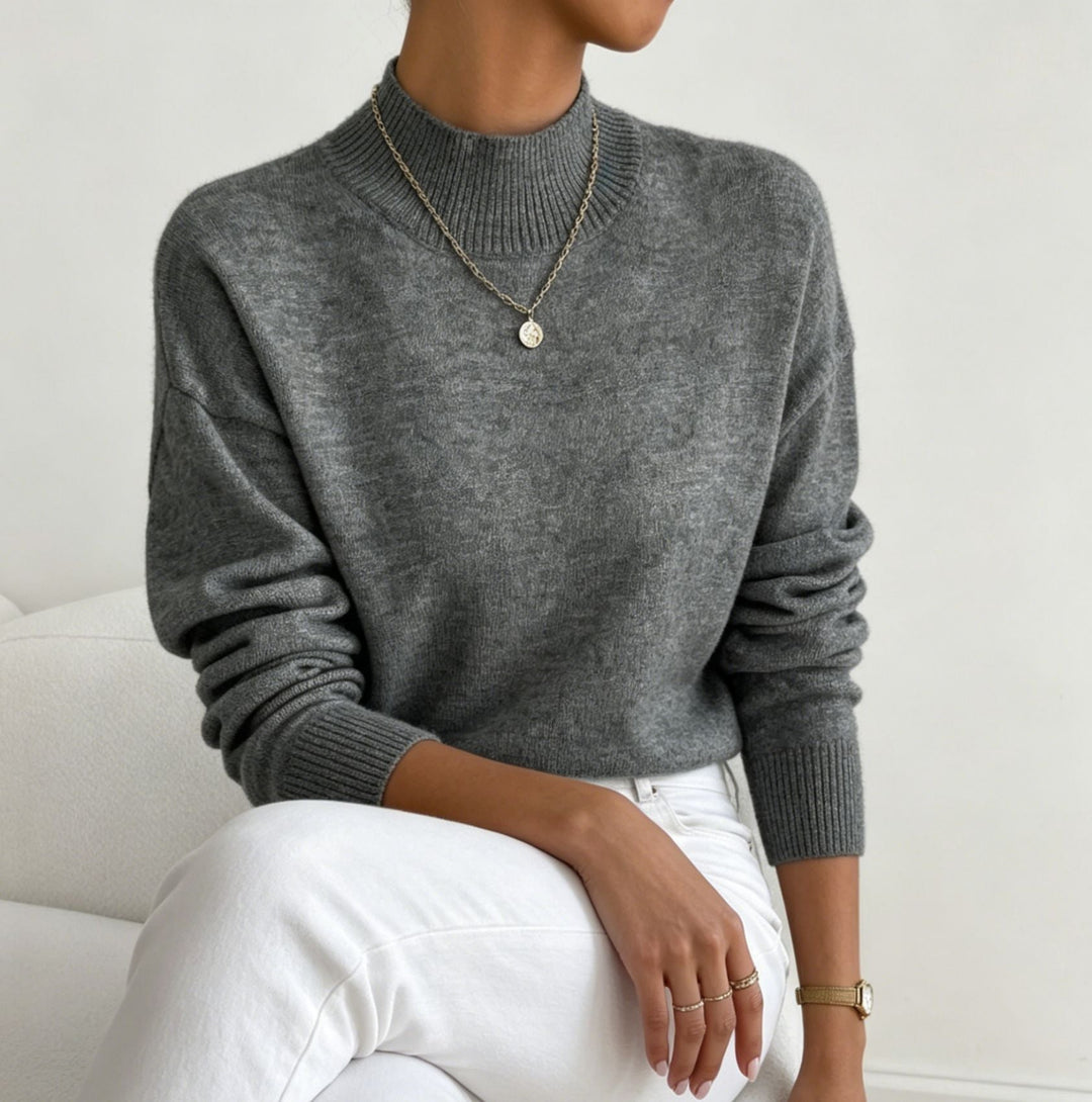 Josephine Elegant Fine Knit Stand Collar Jumper - image 9