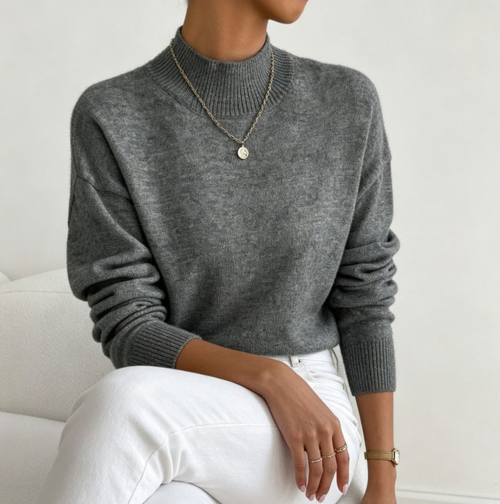 Josephine Elegant Fine Knit Stand Collar Jumper - image 9