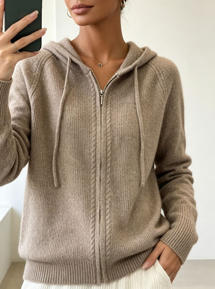 Calista Elegant Fine Knit Zip Up Hooded Cardigan - image 7