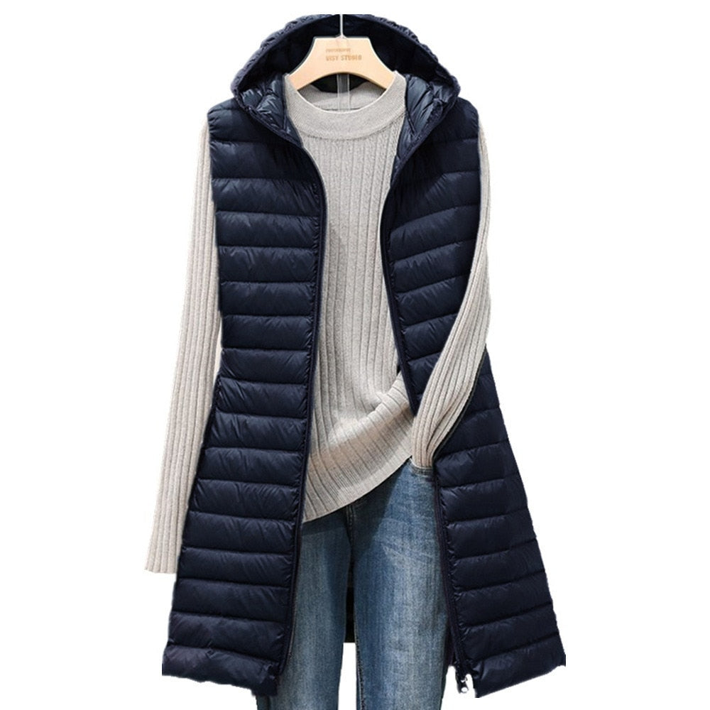 Aileen lightweight long hooded gilet – image 5