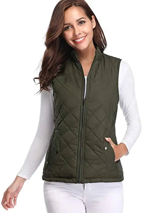 Arwen diamond quilted stand collar gilet