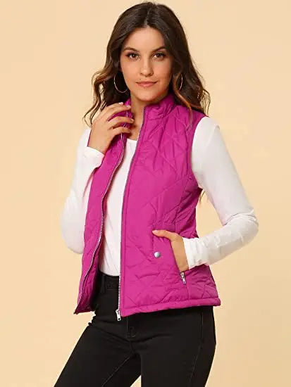 Arwen diamond quilted stand collar gilet – image 13