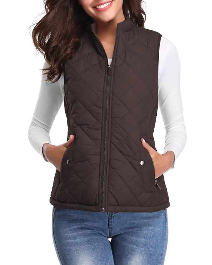 Arwen diamond quilted stand collar gilet – image 3