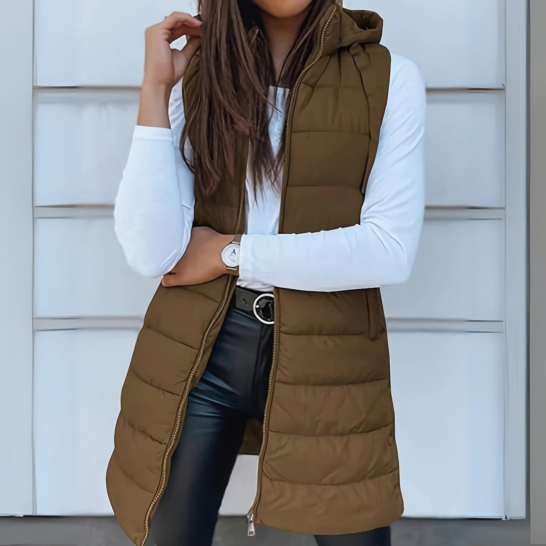 Magdalena Elegant Longline Hooded Puffer Gilet - image 2