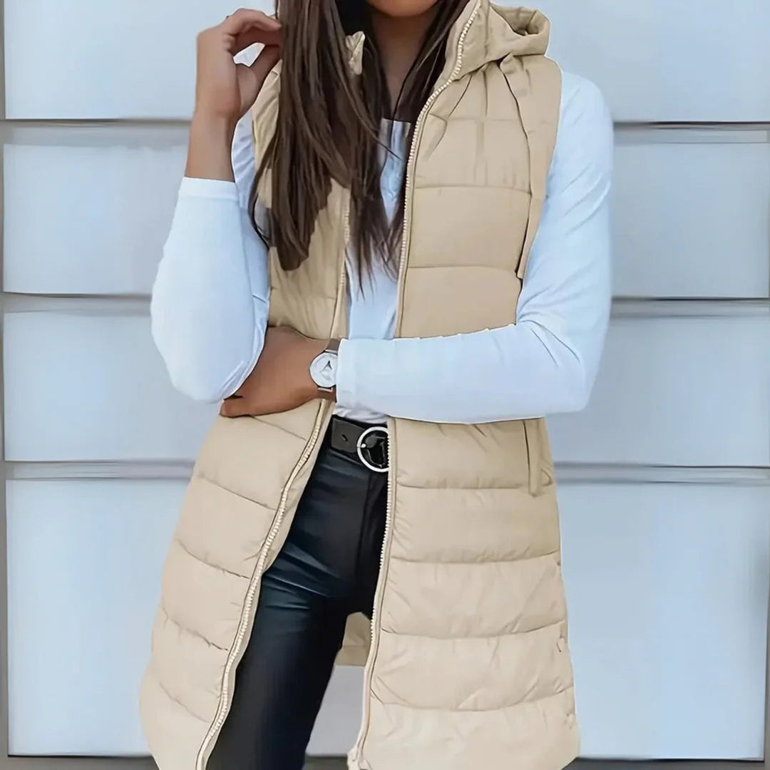 Magdalena Elegant Longline Hooded Puffer Gilet - image 3