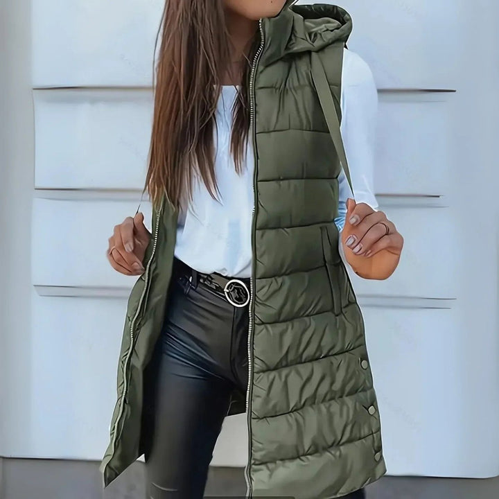 Magdalena Elegant Longline Hooded Puffer Gilet - image 4
