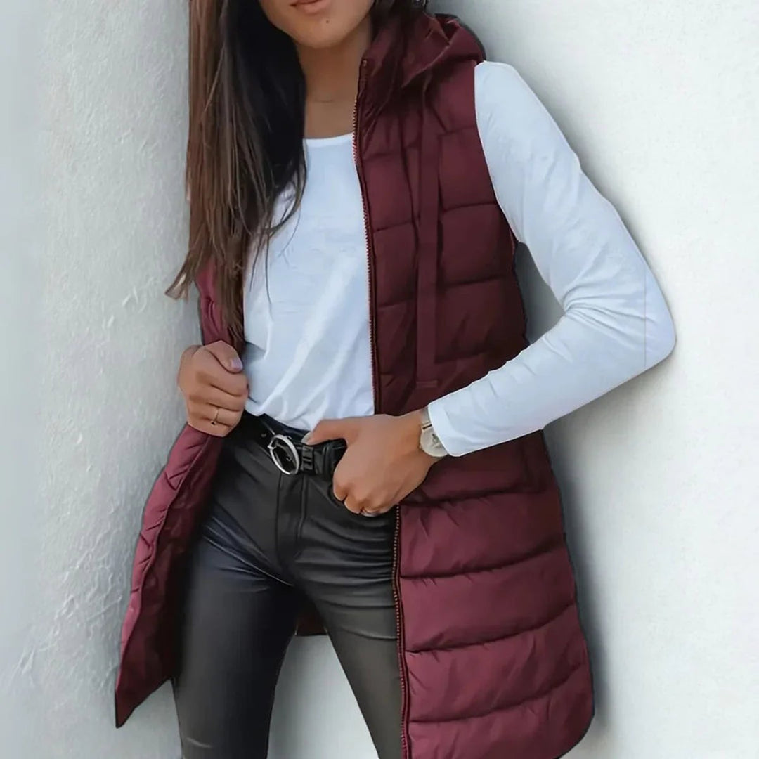 Magdalena Elegant Longline Hooded Puffer Gilet - image 5