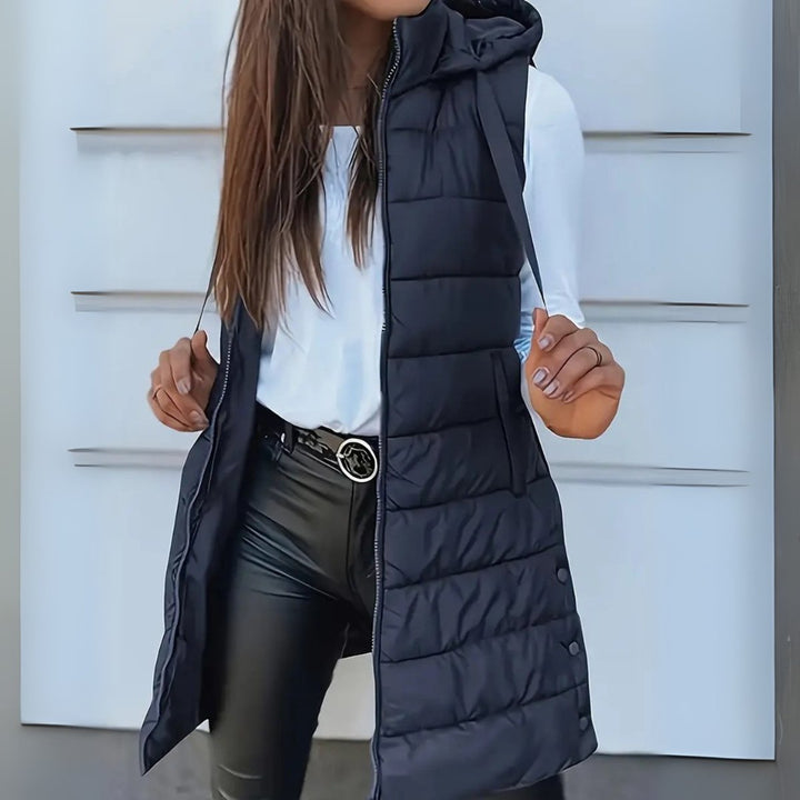 Magdalena Elegant Longline Hooded Puffer Gilet - image 8