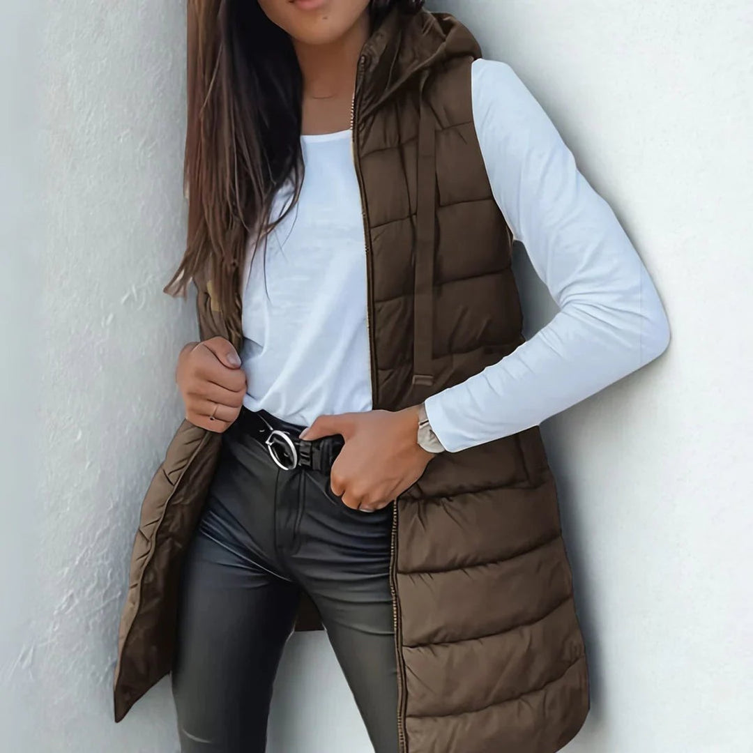 Magdalena Elegant Longline Hooded Puffer Gilet - image 9