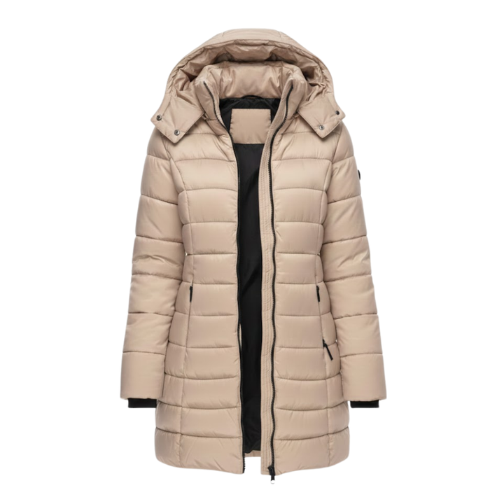 Clemence Elegant Mid Length Hooded Quilted Parka - image 2