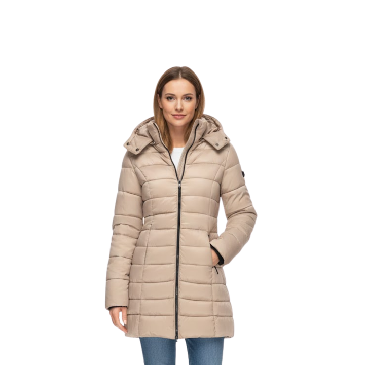 Clemence Elegant Mid Length Hooded Quilted Parka - image 6