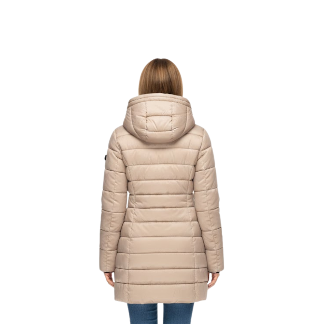 Clemence Elegant Mid Length Hooded Quilted Parka - image 7