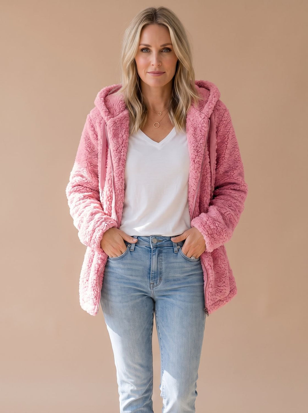 Jacinta Elegant Oversized Hooded Teddy Fleece Coat