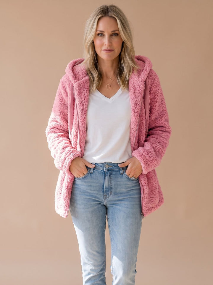 Jacinta Elegant Oversized Hooded Teddy Fleece Coat
