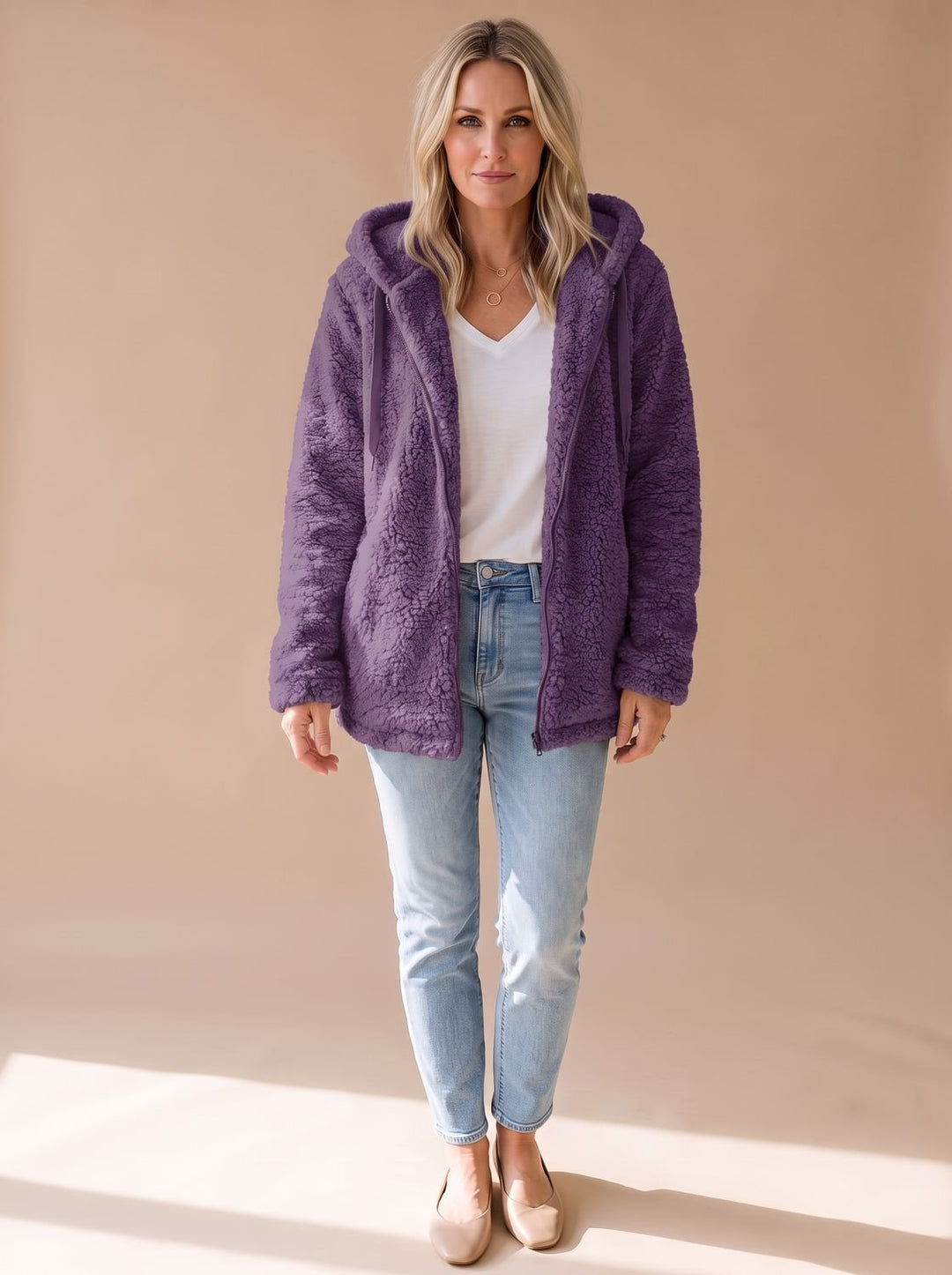 Jacinta Elegant Oversized Hooded Teddy Fleece Coat - image 2