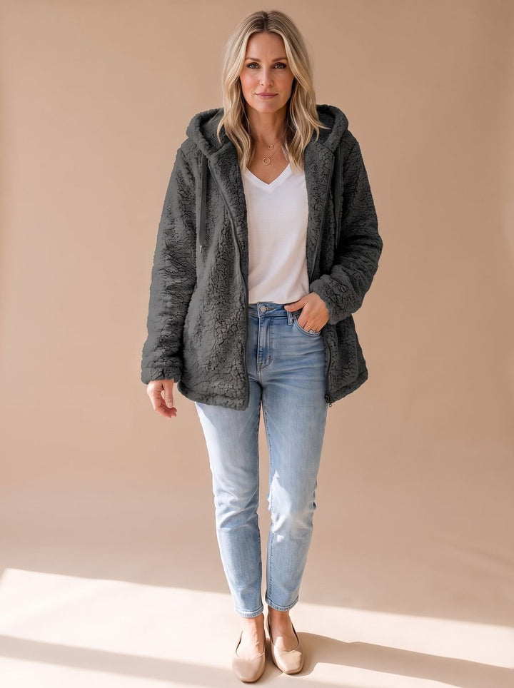 Jacinta Elegant Oversized Hooded Teddy Fleece Coat - image 3