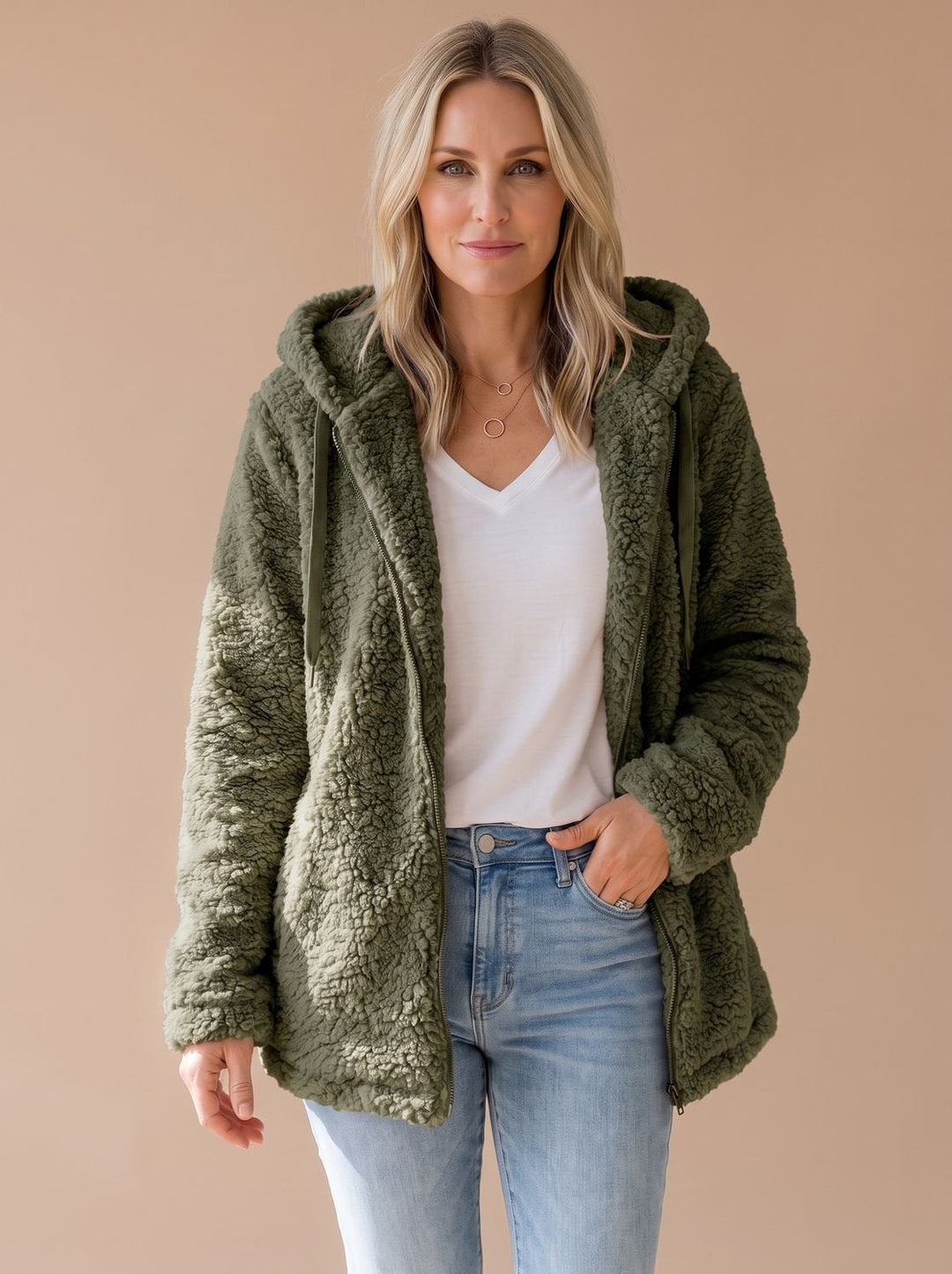 Jacinta Elegant Oversized Hooded Teddy Fleece Coat - image 5