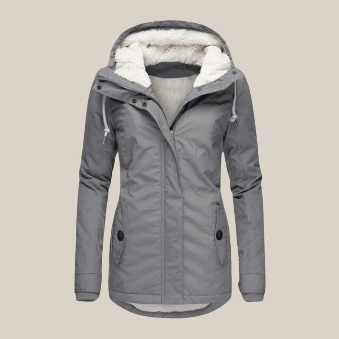 Priscilla Elegant Quilted Coat with Sherpa Lined Hood - image 2