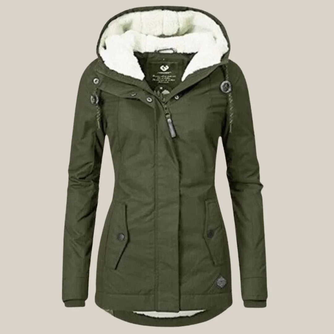 Priscilla Elegant Quilted Coat with Sherpa Lined Hood - image 9