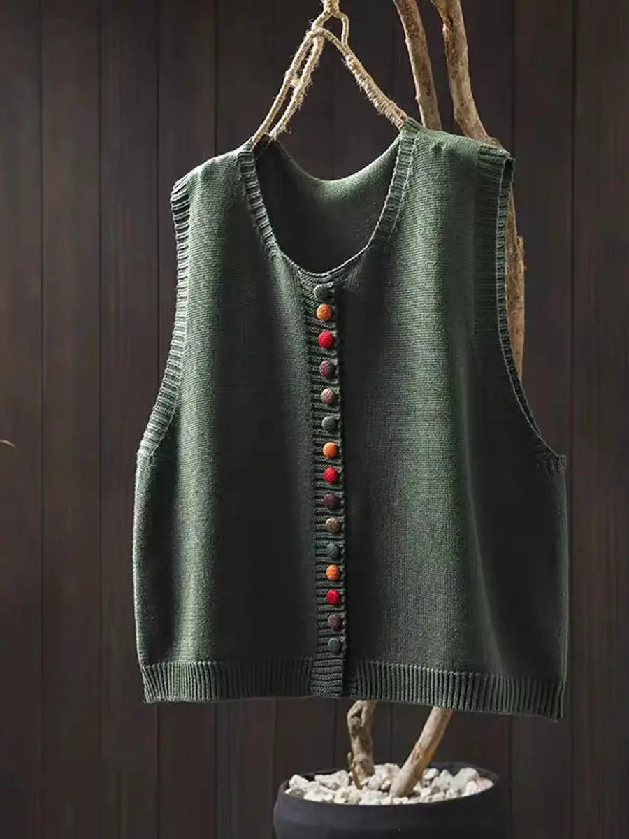 Marina Elegant Knitted Vest with Colourful Buttons - image 3