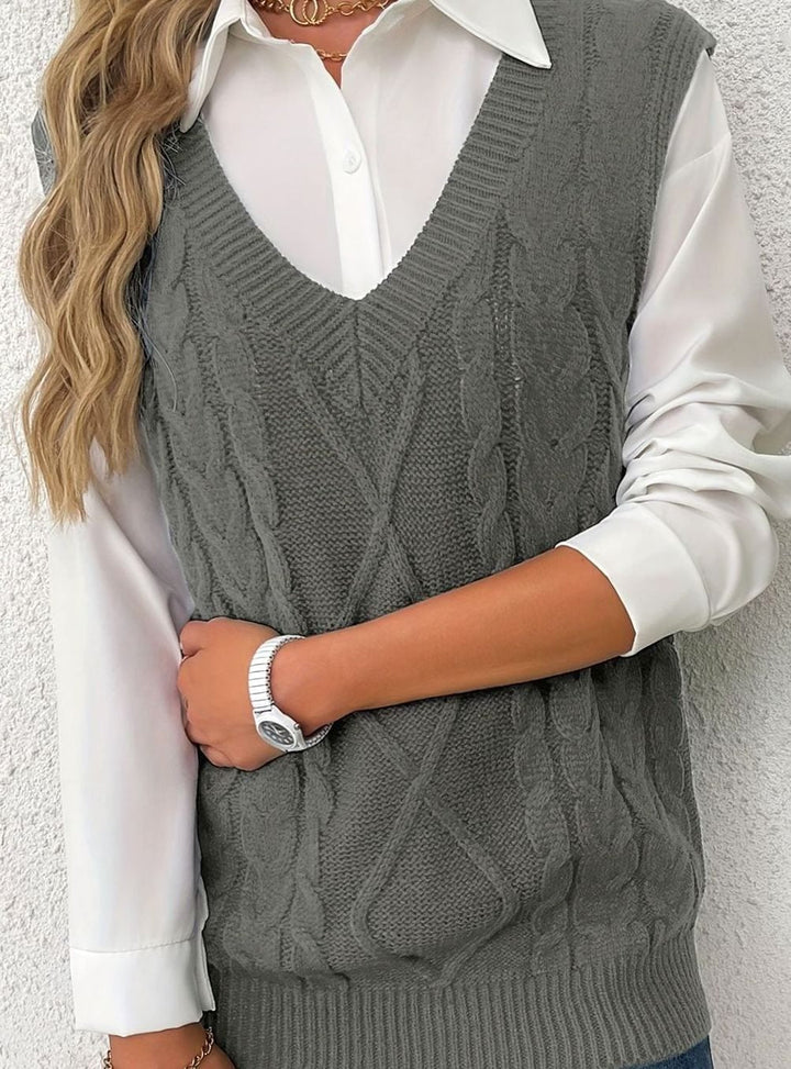 Gisela Elegant Cable Knit V Neck Sweater Vest - image 10